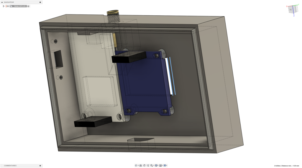 Conception 3D d'un boîtier d'électronique embarqué à imprimer en 3D avec une épaisseur de 1,50mm mini