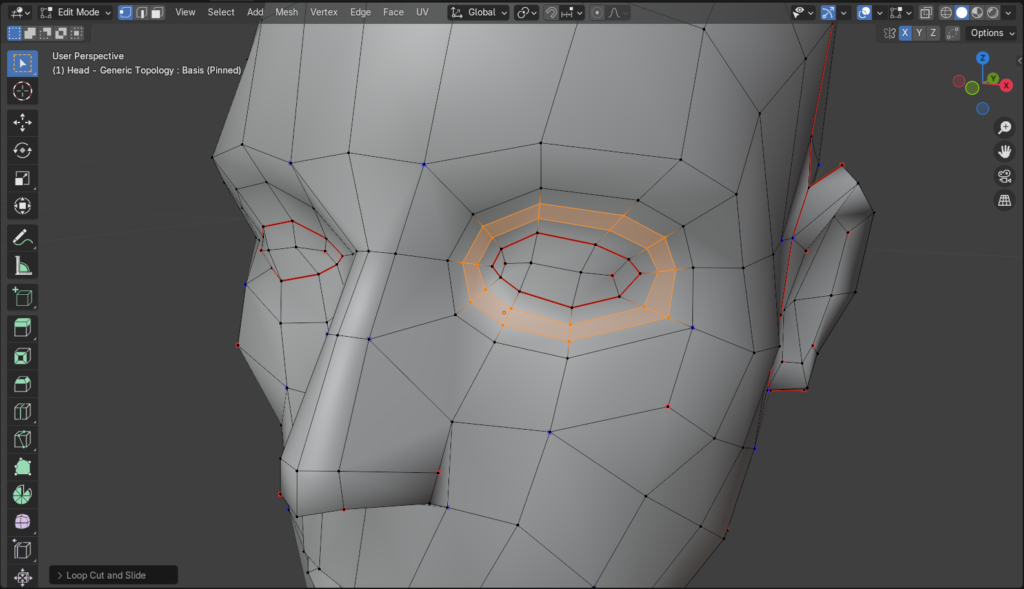 Création d'un visage en mode Mesh avec Blender
