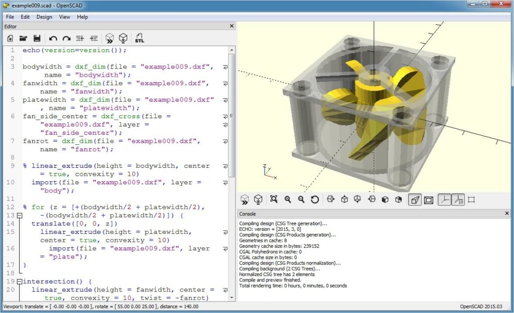 Programmation d'une modélisation 3D sous OpenSCAD où chaque paramètre peut être modifié